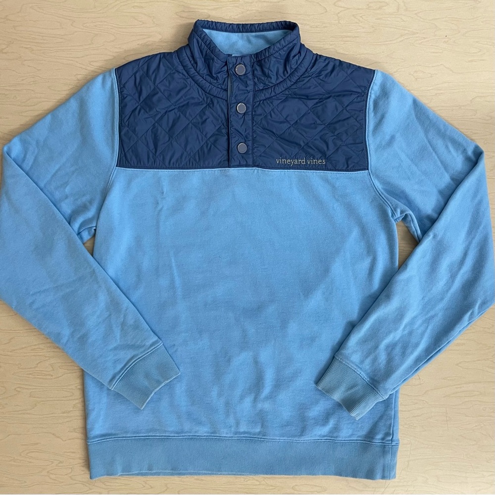 Vineyard Vines Shep Shirt Boys XL 18 Performance Quilted Snap Placket Light Blue
